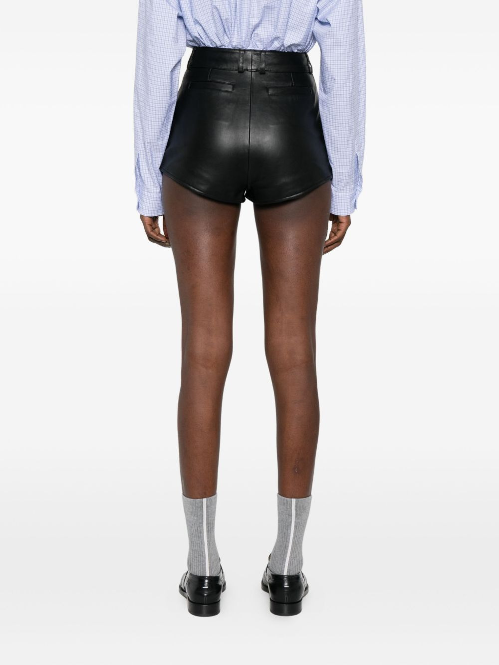 leather pocket shorts - 4