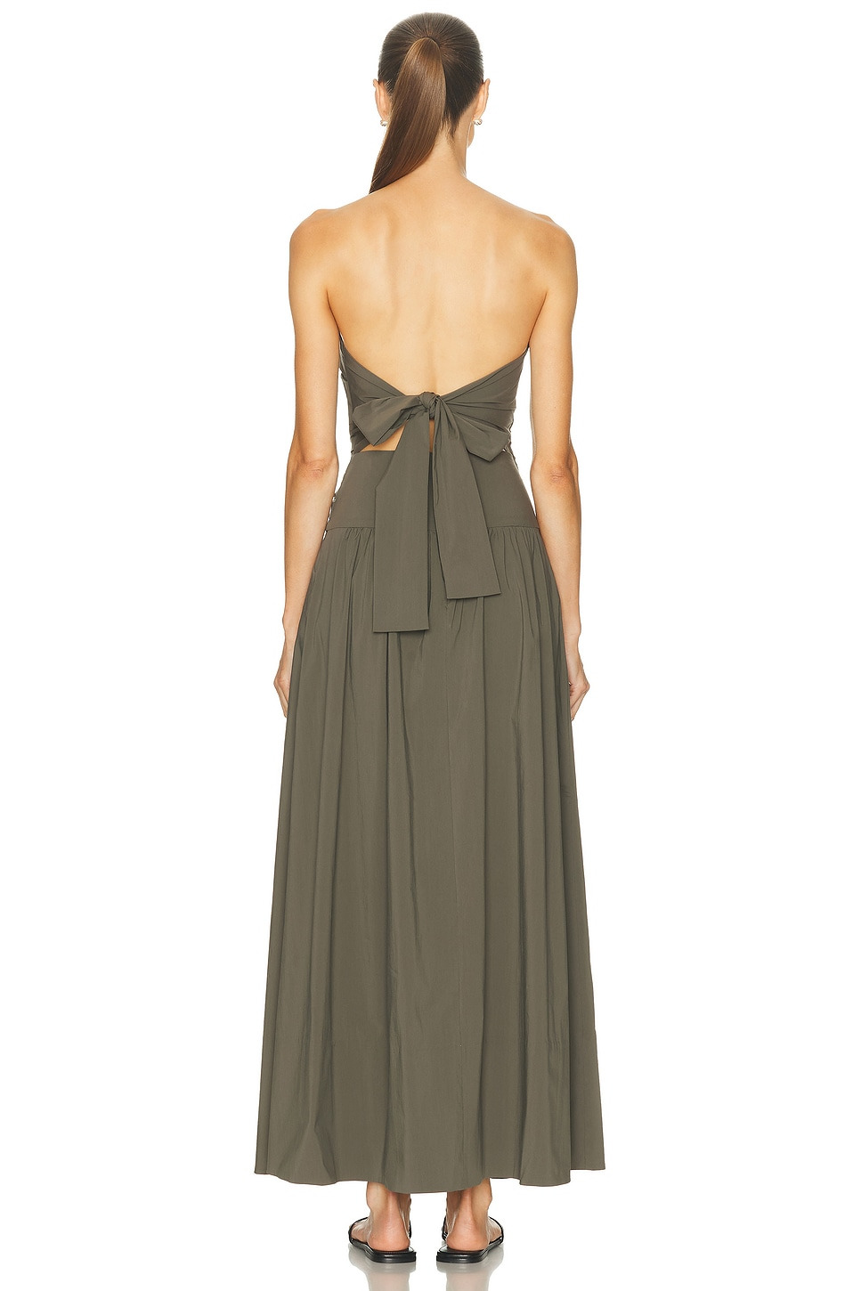 Gathered Strapless Tie Back Dress - 4