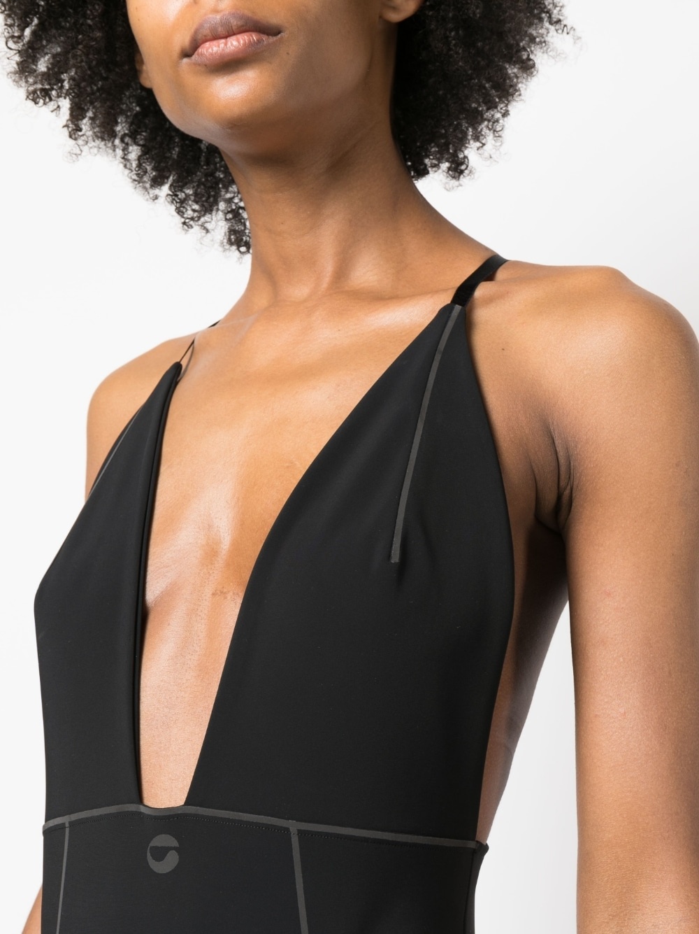 logo-print V-neck bodysuit - 5