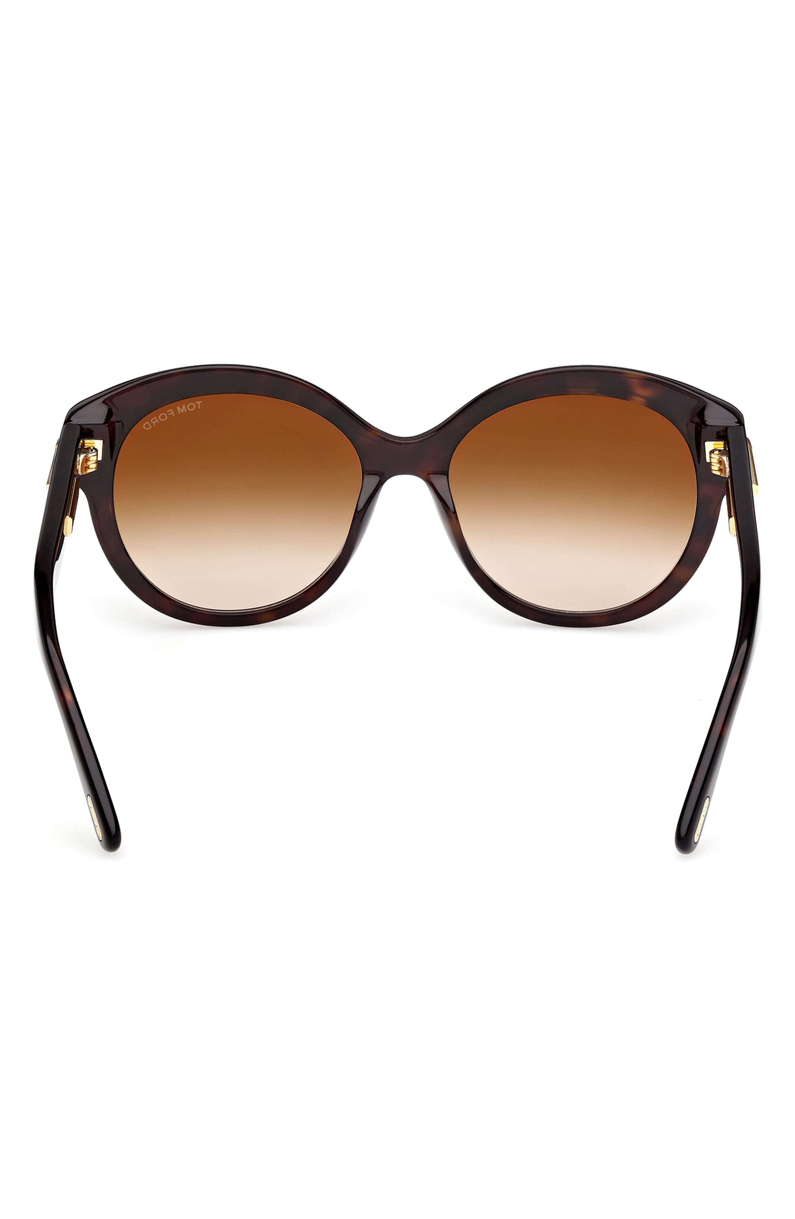 TOM FORD Icon 57mm Gradient Round Sunglasses in Shiny Dark Havana Beveled at Nordstrom - 5