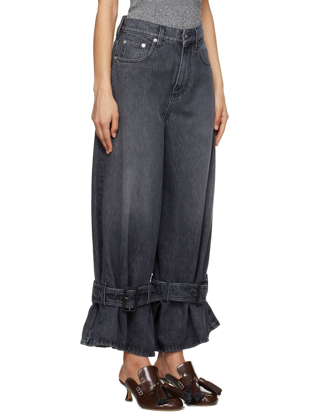 Gray Buckled Cuff Jeans - 2
