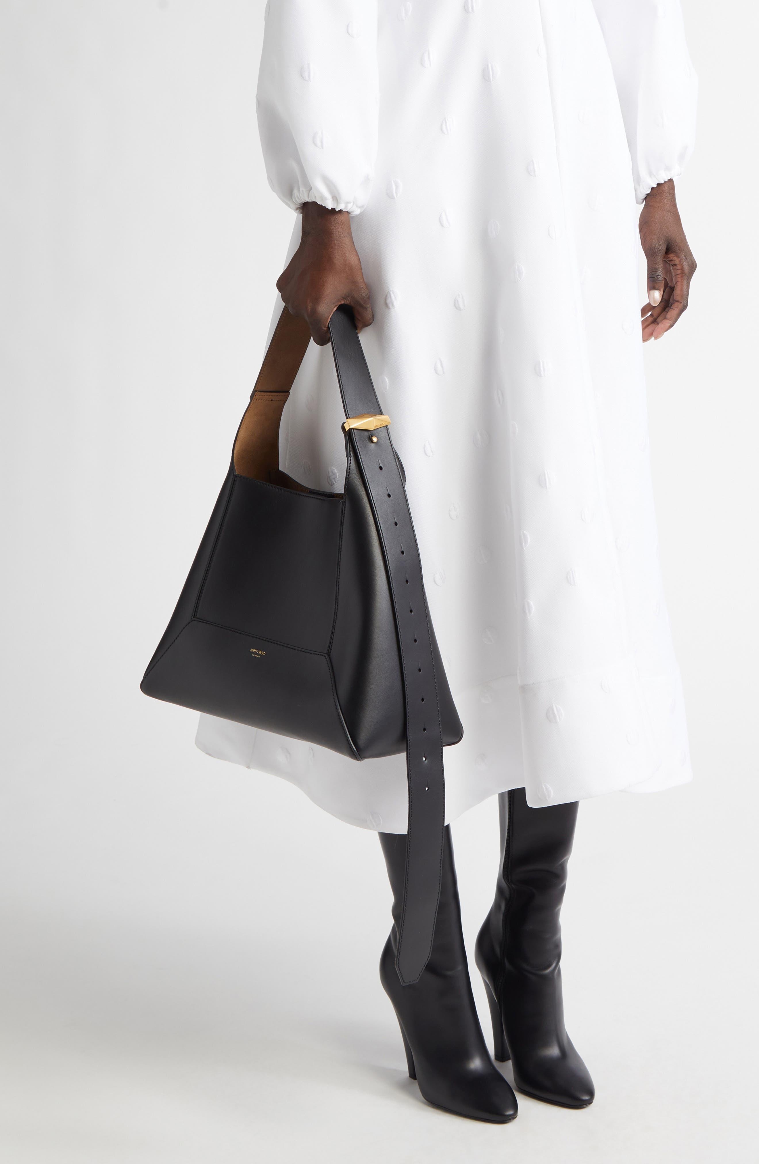 Jimmy Choo Diamond Leather Hobo in Black/Gold at Nordstrom - 2