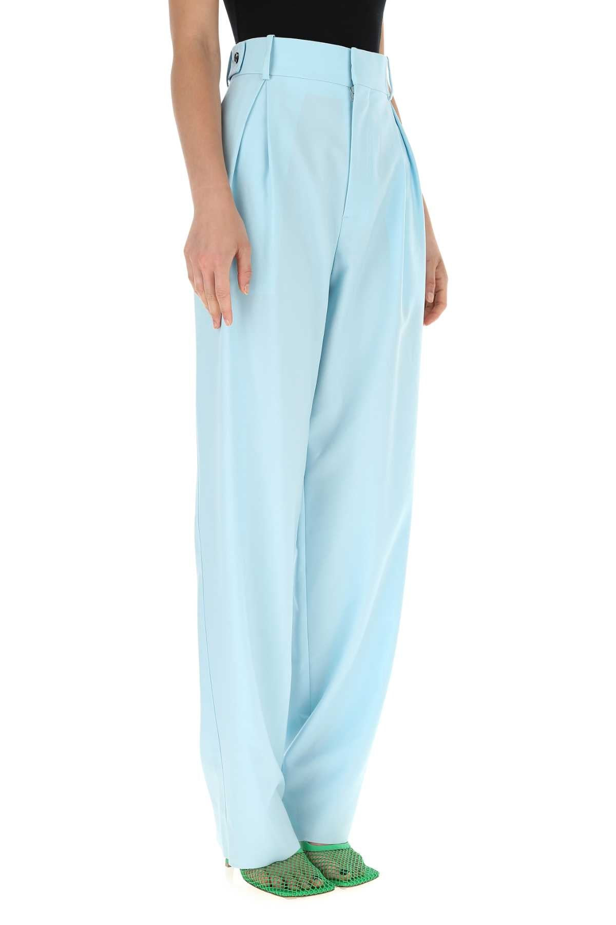 Bottega Veneta Women Pastel Light-Blue Wool Wide-Leg Pant - 3