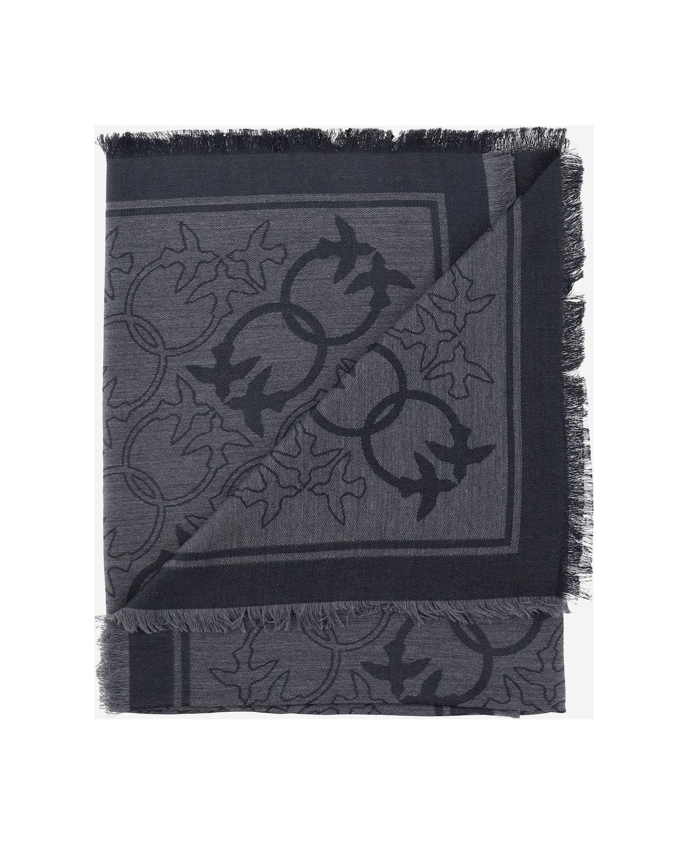 Viscose Blend Scarf With Love Birds Motif - 3