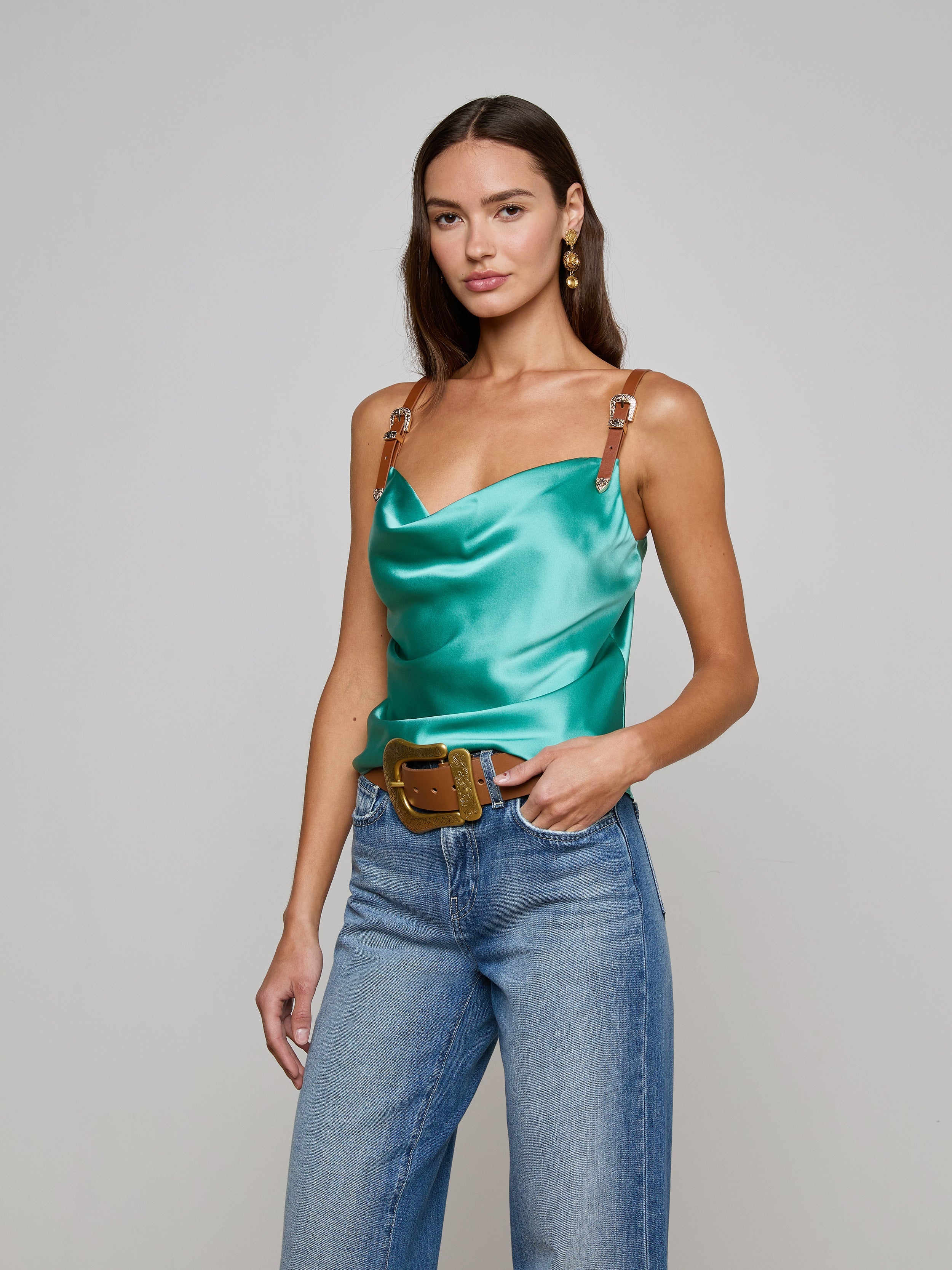 Lux Silk Buckle-Strap Camisole - 3