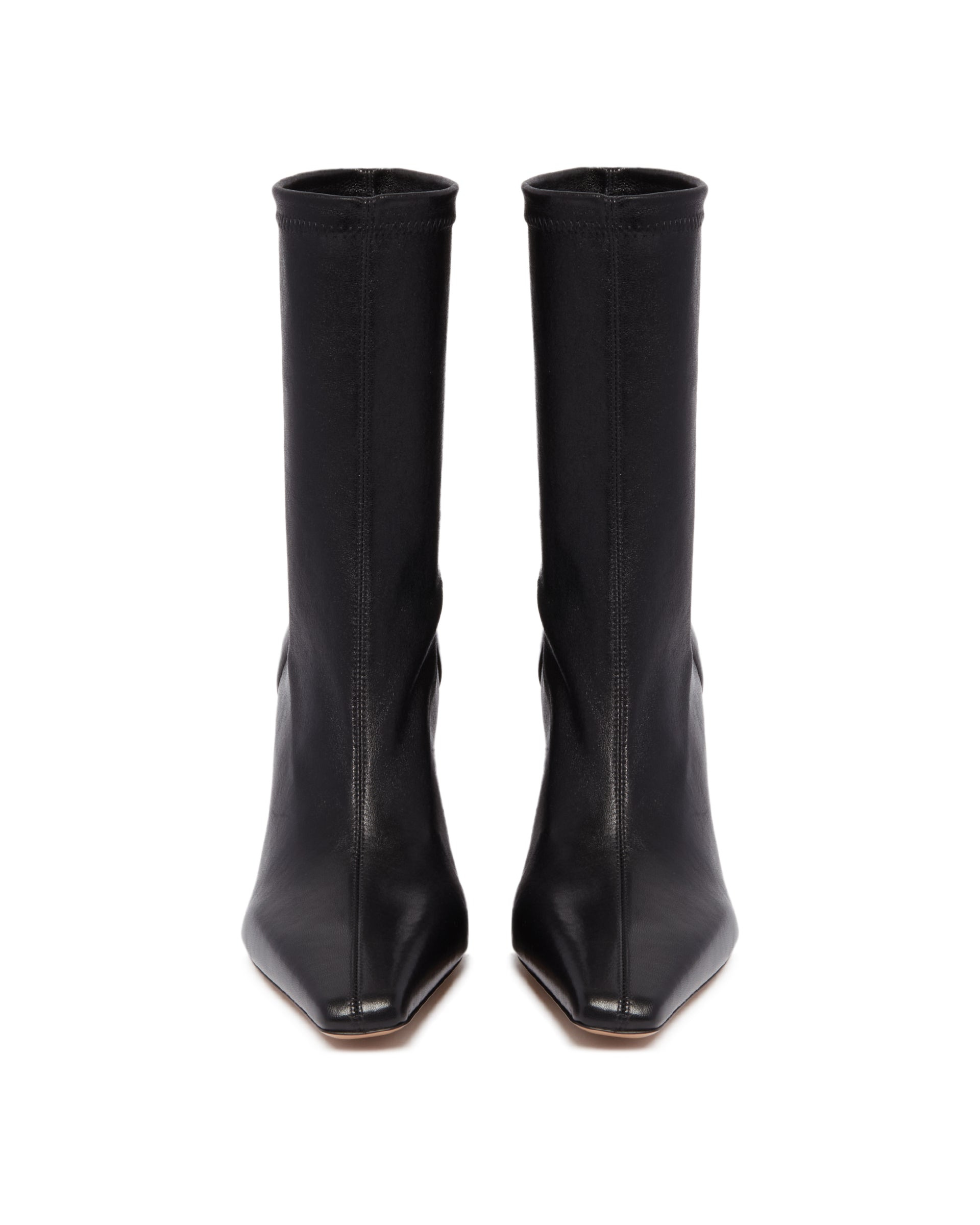 Black Leather Slip-on Ankle Boots - 4