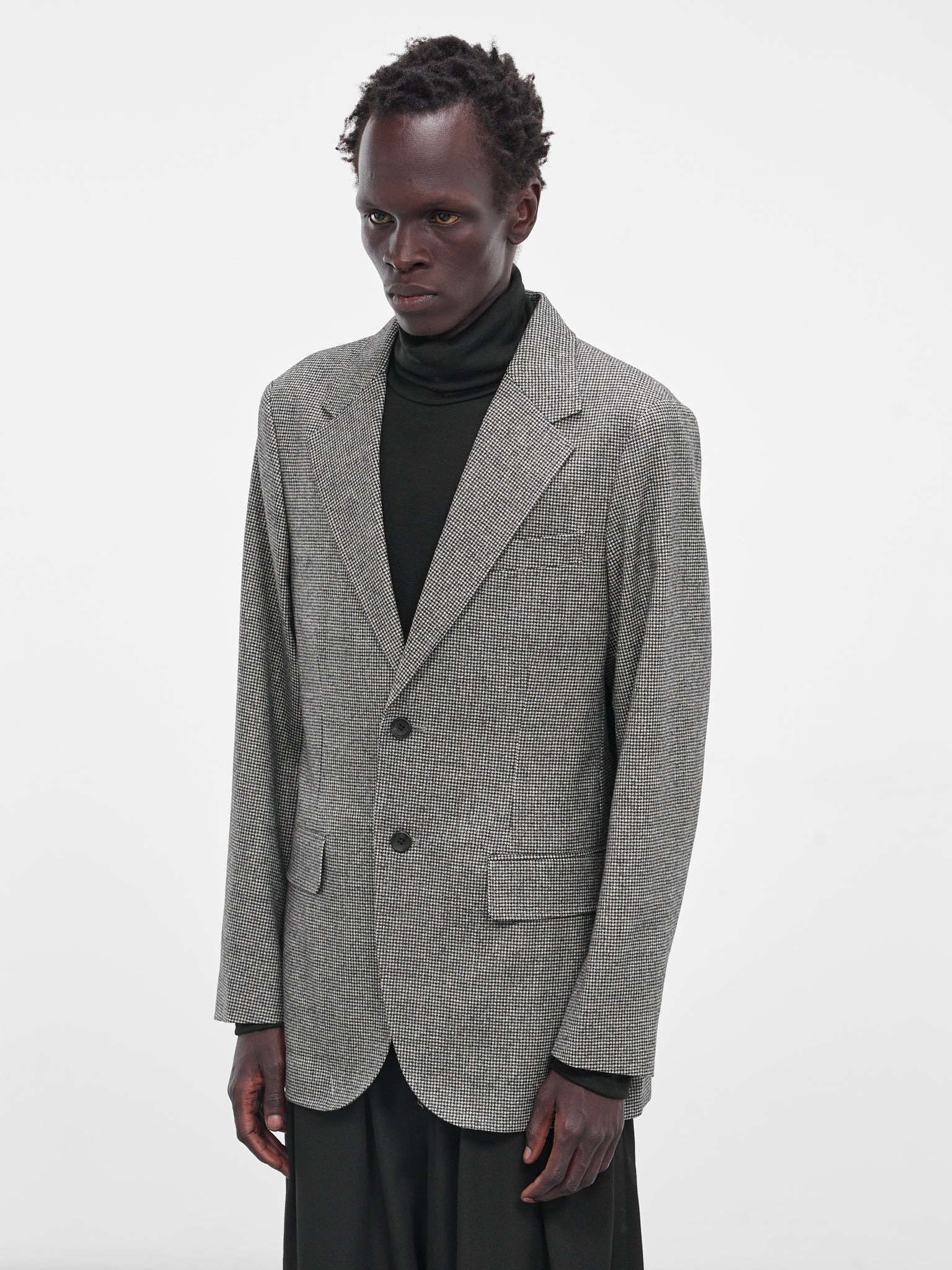 Gray Houndstooth Wool Blazer - 2
