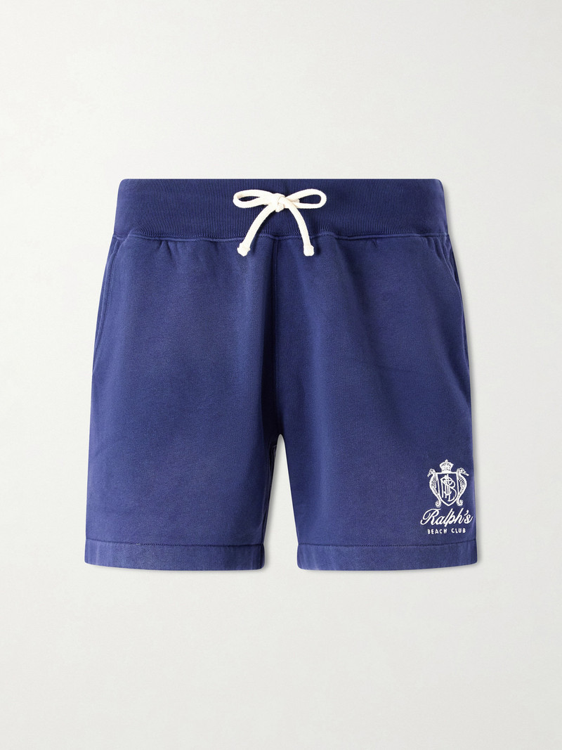 Logo-Embroidered Straight-Leg Cotton-Blend Jersey Drawstring Shorts 1