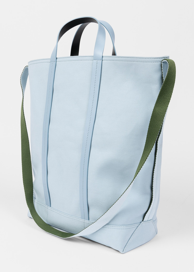 Sky Blue Canvas Reversible Tote Bag With Shoulder Strap 3