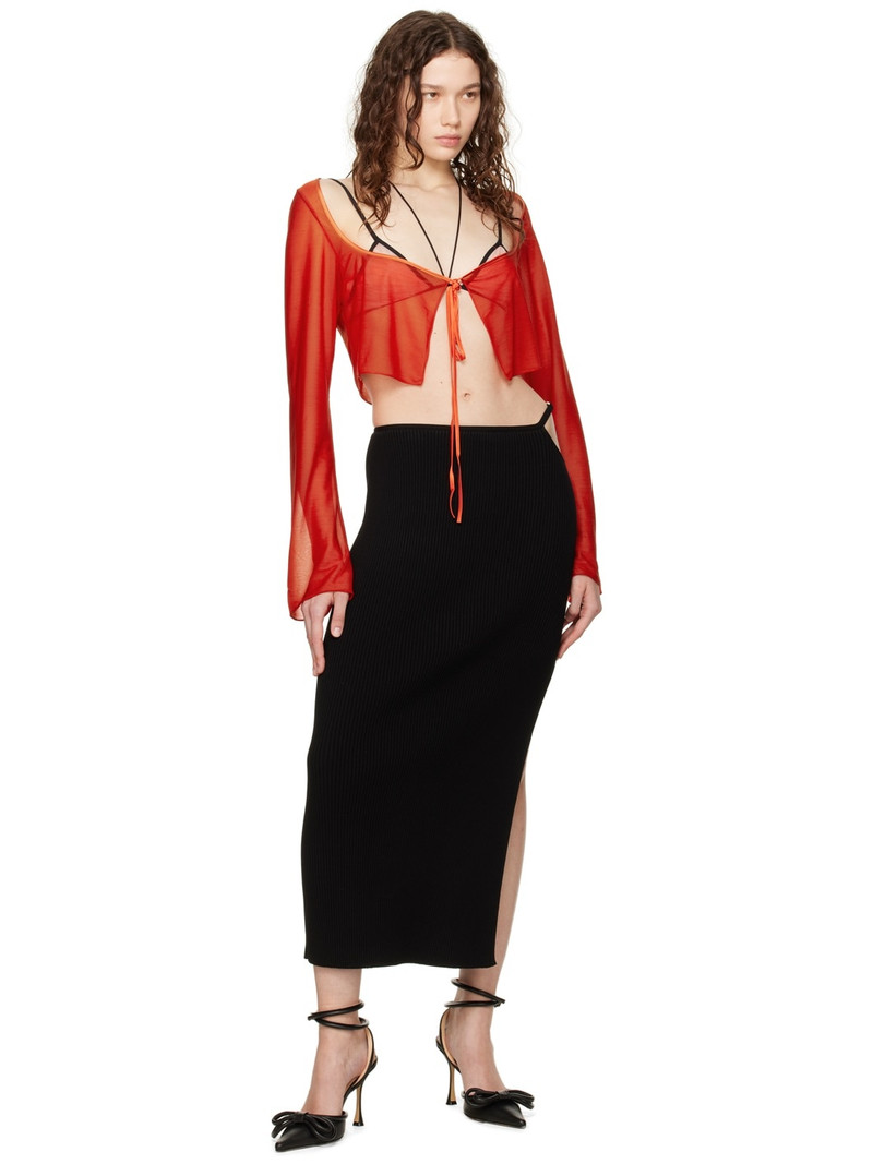 MACH & MACH Black Cutout Midi Skirt outlook