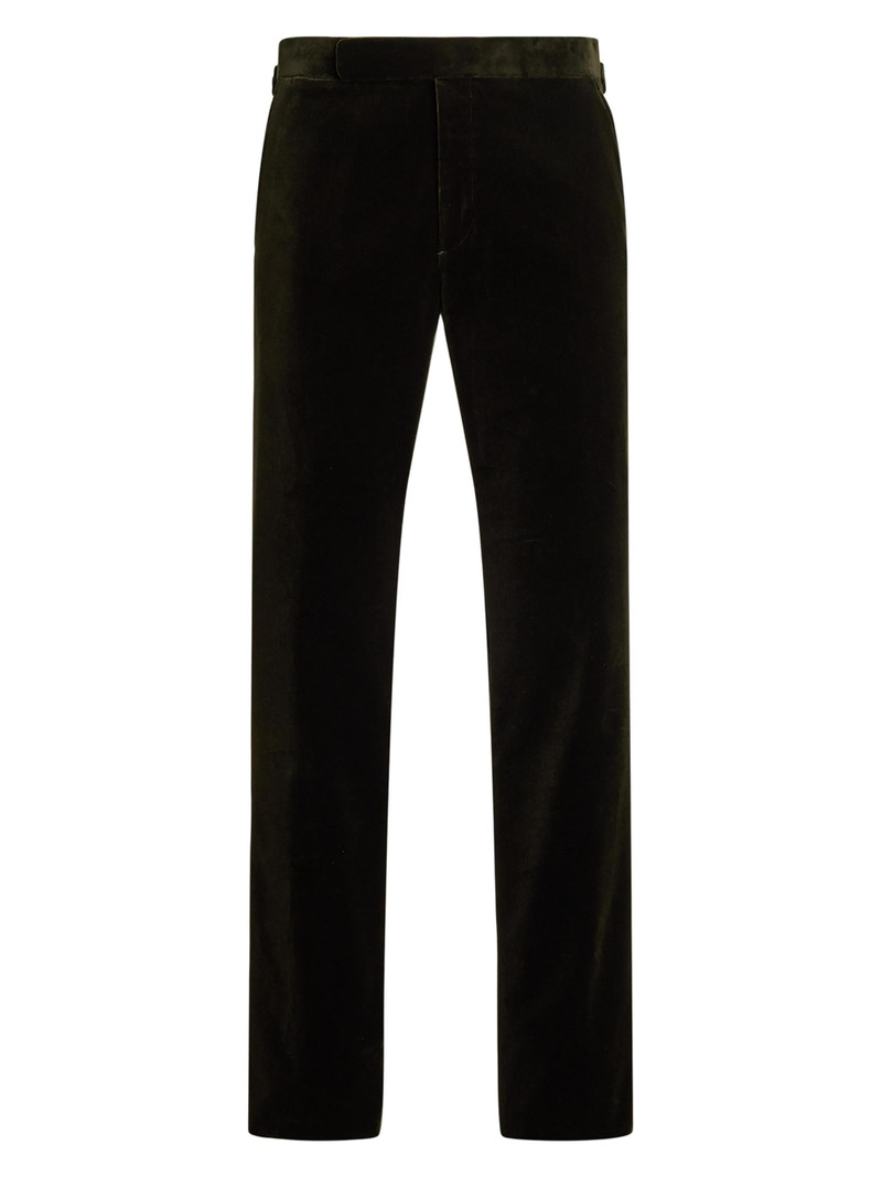 Men's Cotton Velvet Slim-Fit Trousers - Loden 1