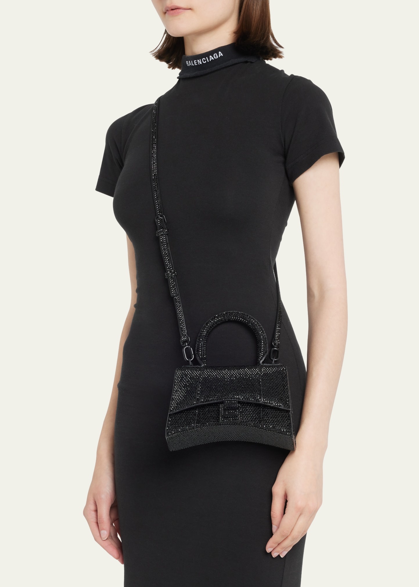 Hourglass XS Allover Strass Top-Handle Bag - 2