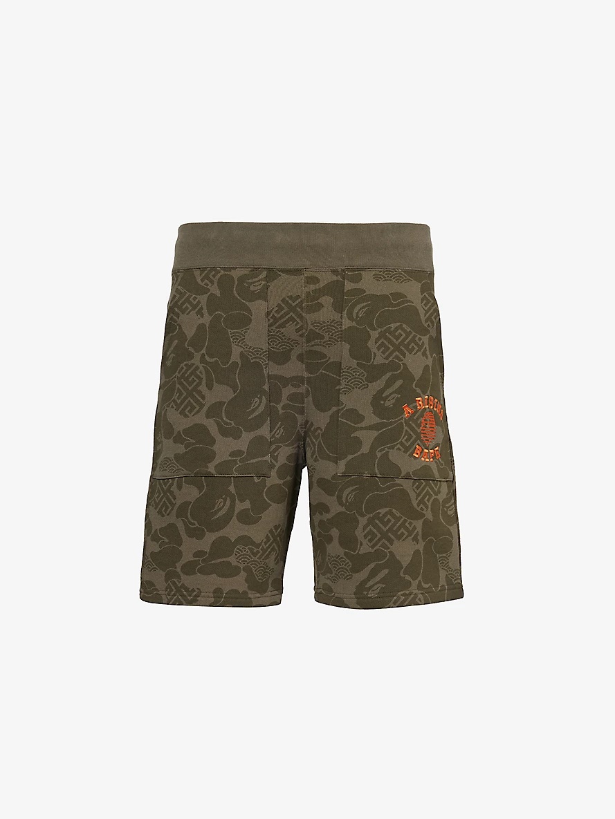 Asia Camo brand-embroidered cotton-jersey shorts - 1