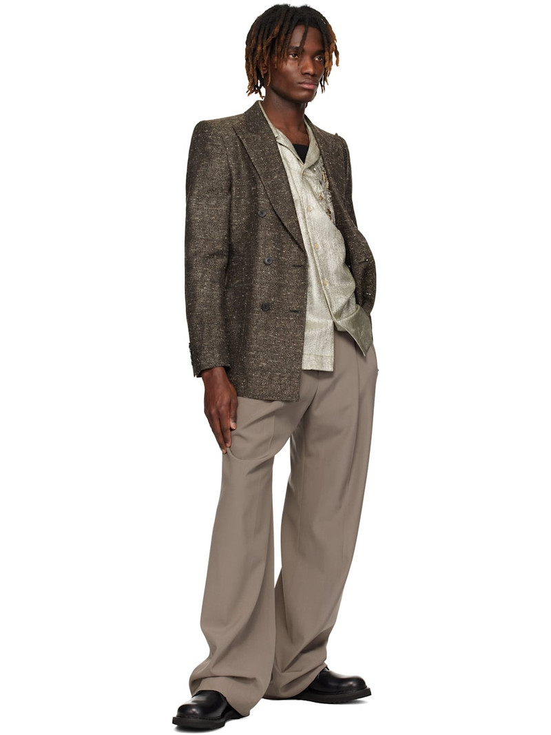 Dries Van Noten Brown Peaked Lapel Blazer outlook