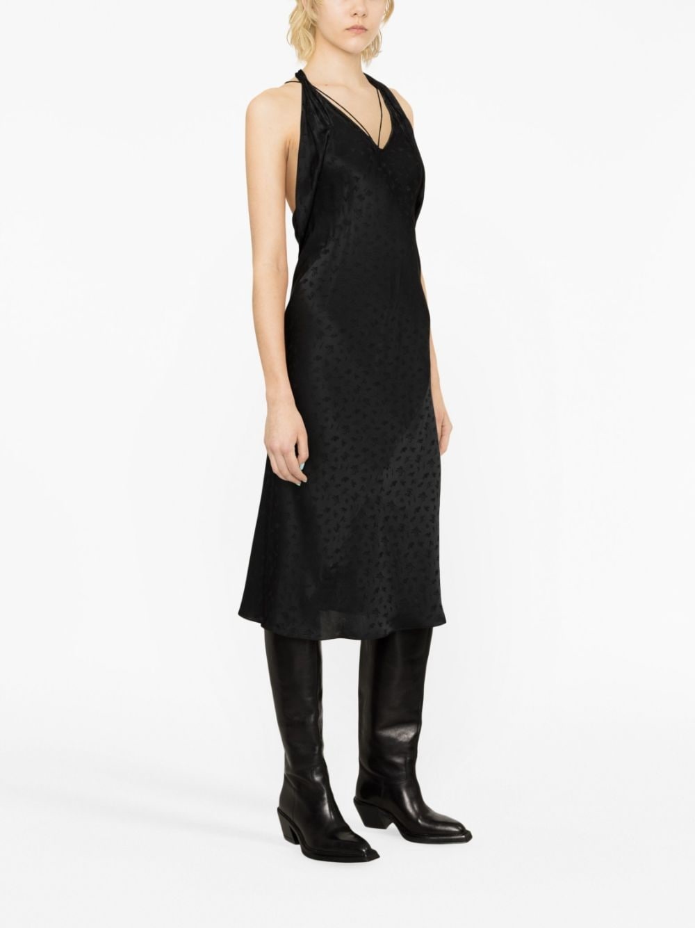 cheetah-print halterneck midi dress - 4