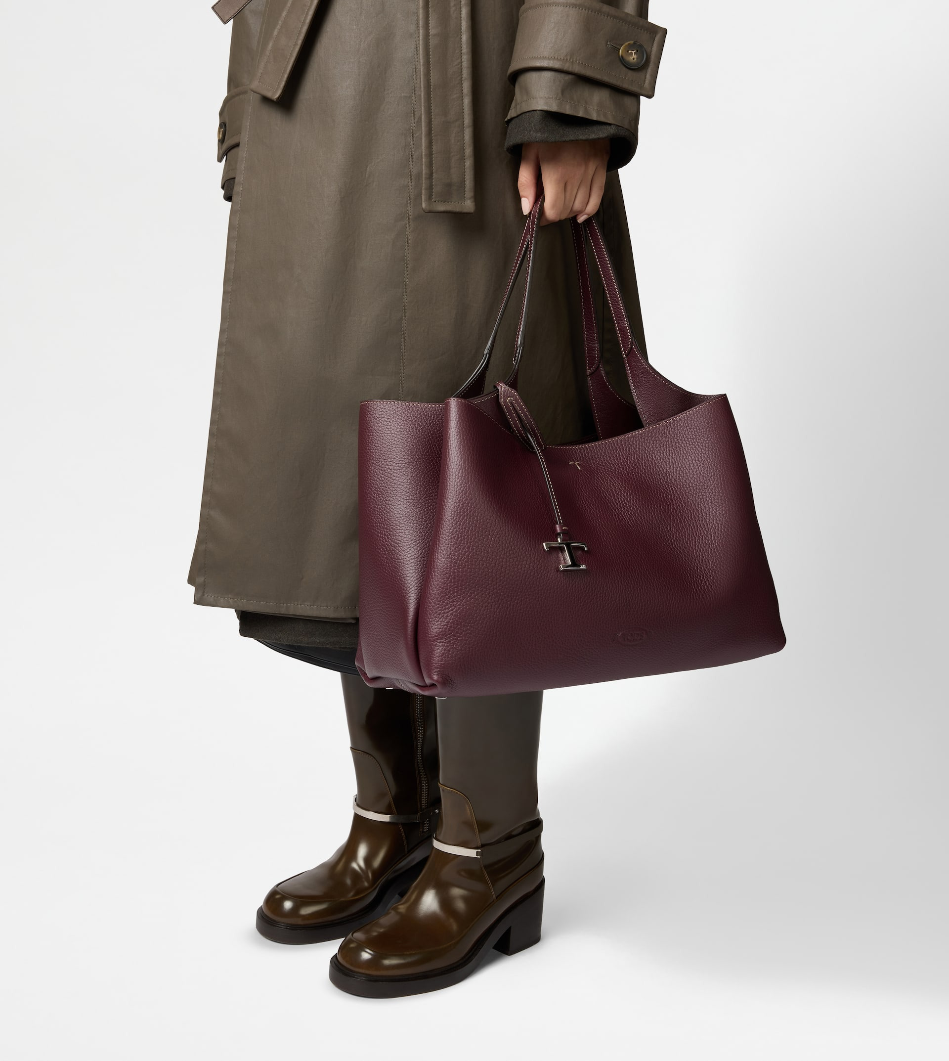 TOD'S BAG IN LEATHER MEDIUM - BURGUNDY - 7