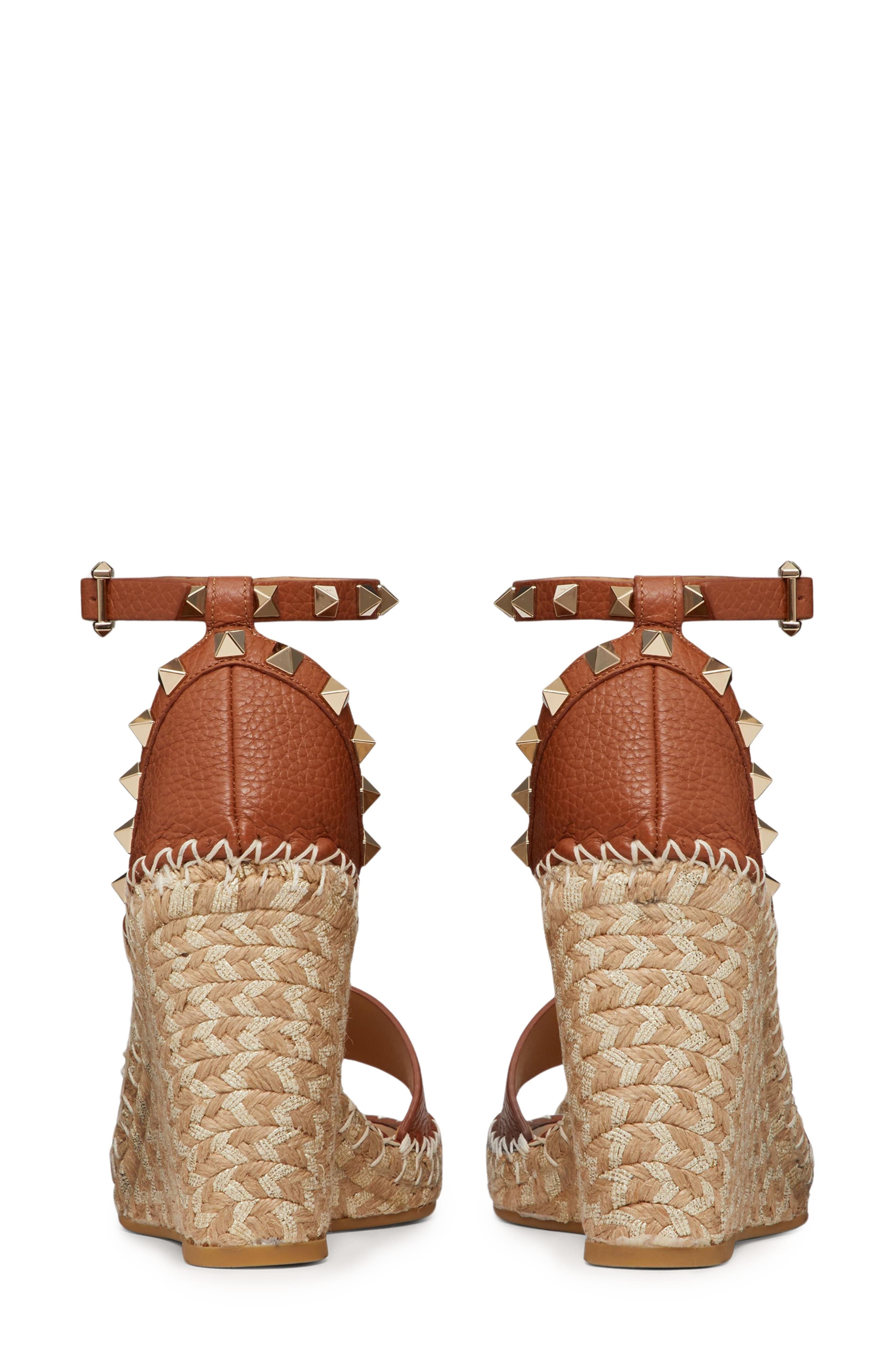 Valentino Garavani Valentino Rockstud Espadrille Wedge Sandal in 48L Selleria/naturale at Nordstrom - 8
