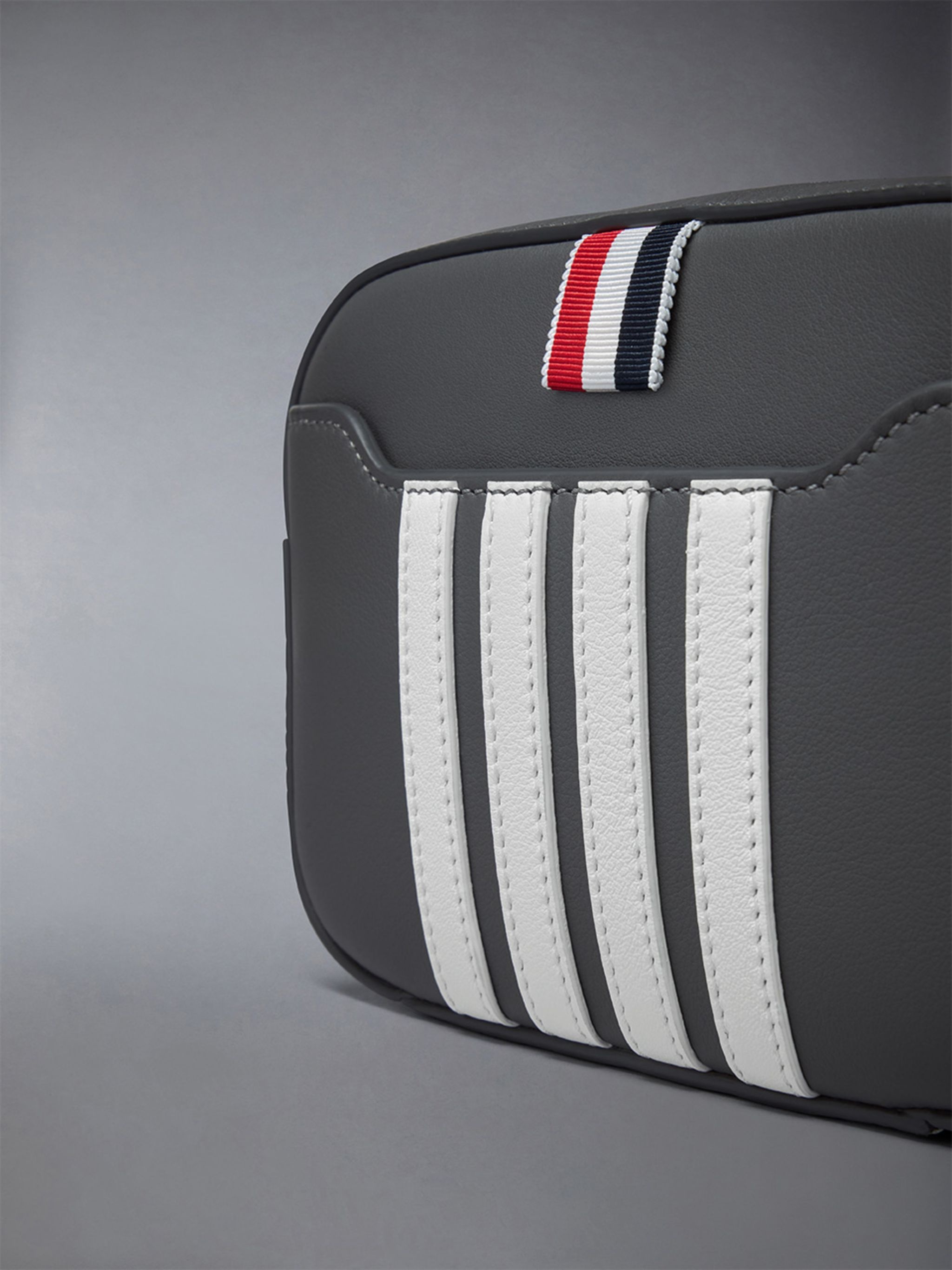 Horizontal Camera Bag W/ 4 Bar Stripes in Smooth Calf - 5