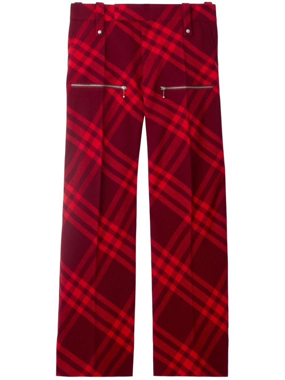 plaid-check wide-leg wool trousers - 1