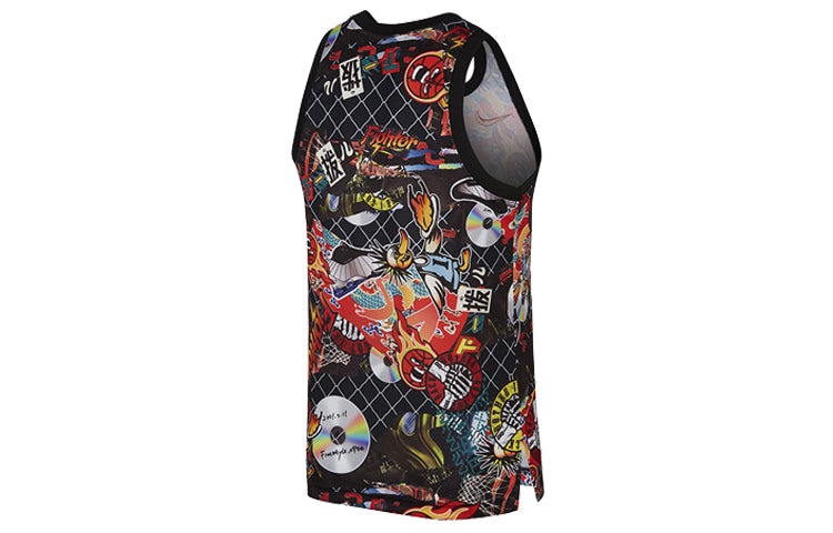 Men's Nike Street Graffiti Basketball Sports Vest 'Black Red' CK1182-018 - 2