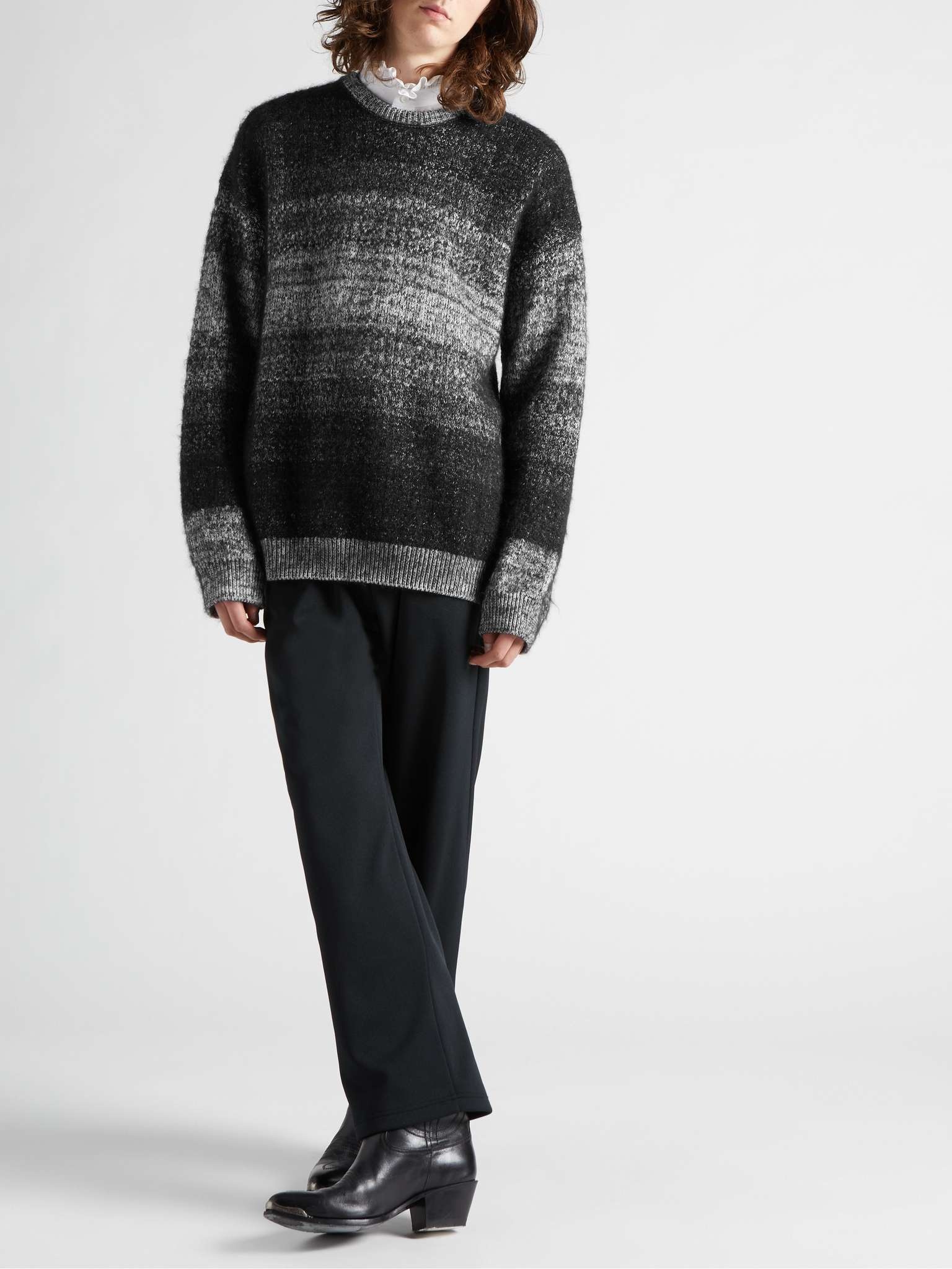 Oversized Striped Intarsia Cotton and Mohair-Blend Sweater - 2