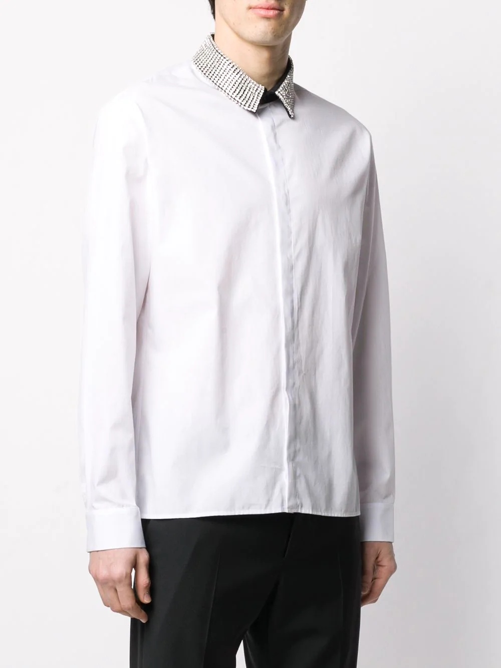 crystal-collar dress shirt - 3