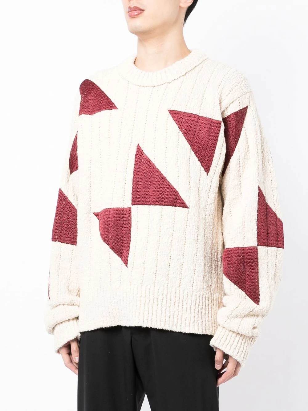 geometric crew-neck jumper - 3