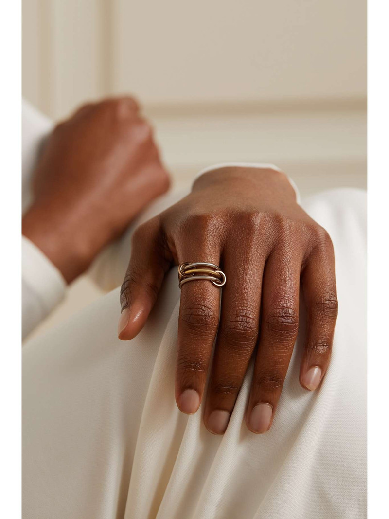 Spinelli Kilcollin Solarium set of three 18-karat yellow and rose gold and sterling silver rings outlook