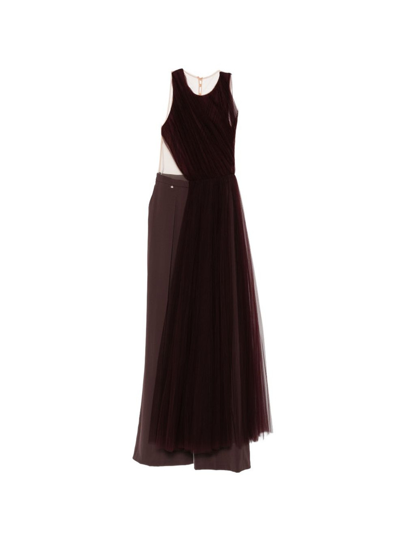 x Pronovias pleated tulle-overlay jumpsuit 1