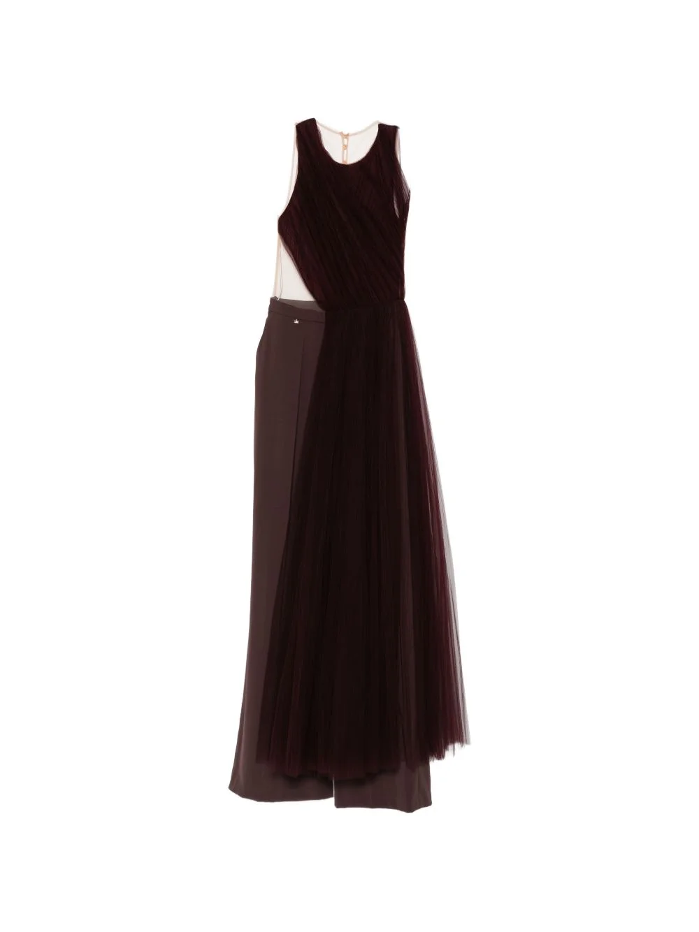 x Pronovias pleated tulle-overlay jumpsuit - 1