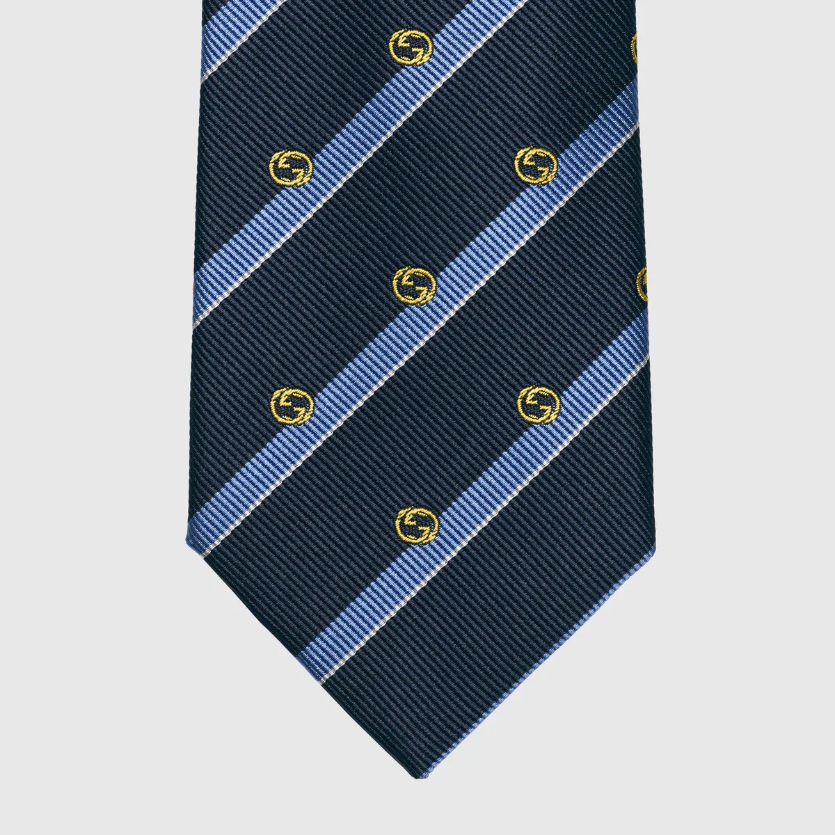 Striped silk tie with Interlocking G - 3