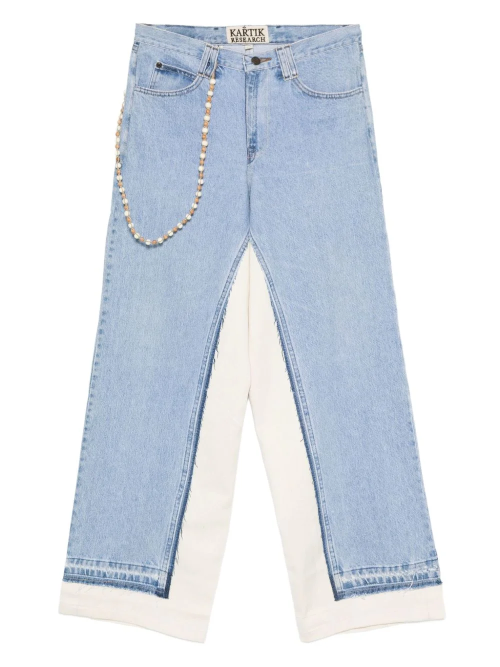 bead-embellished panelled jeans - 1