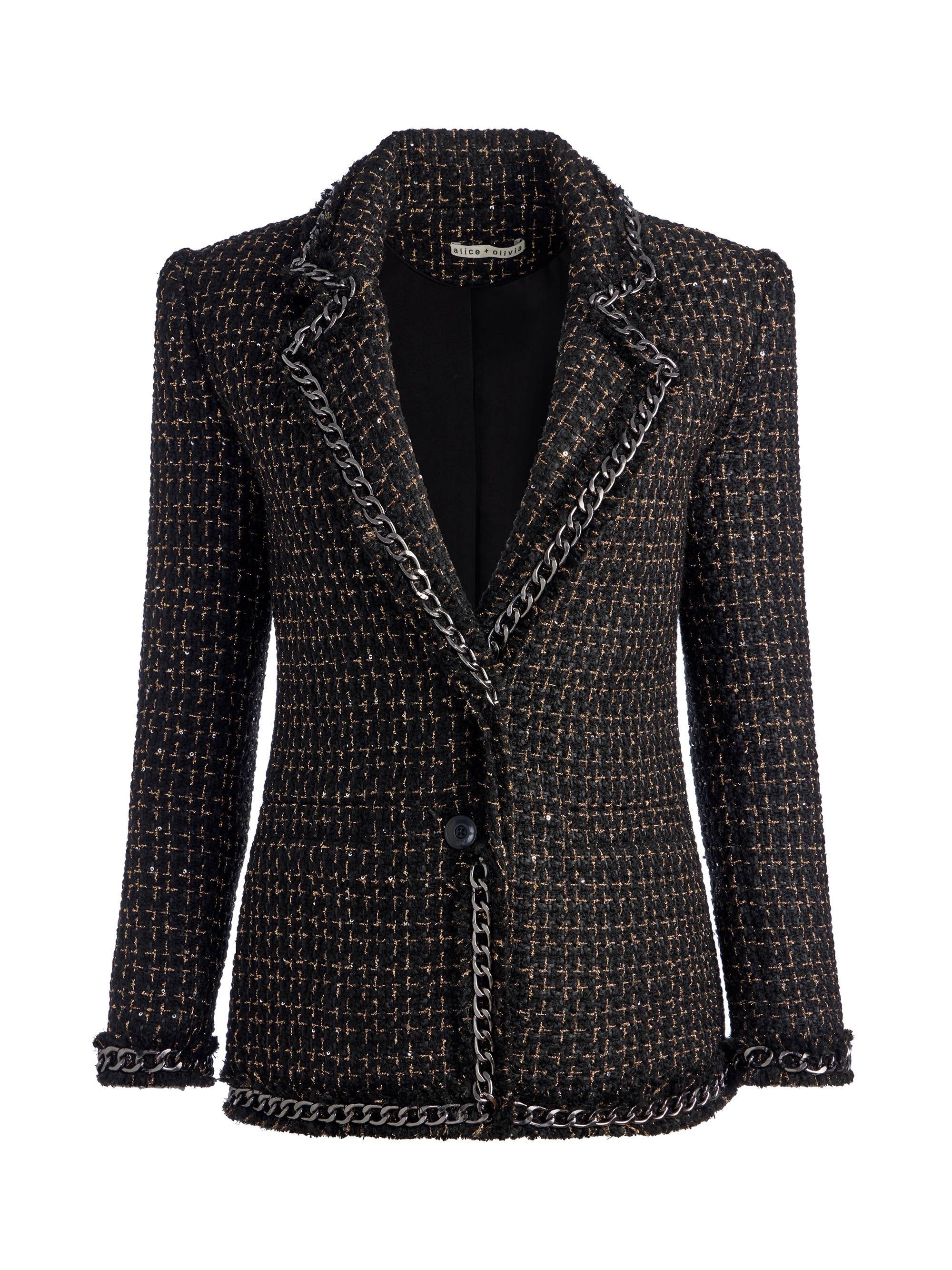 SHAN TWEED CHAIN TRIM BLAZER - 1