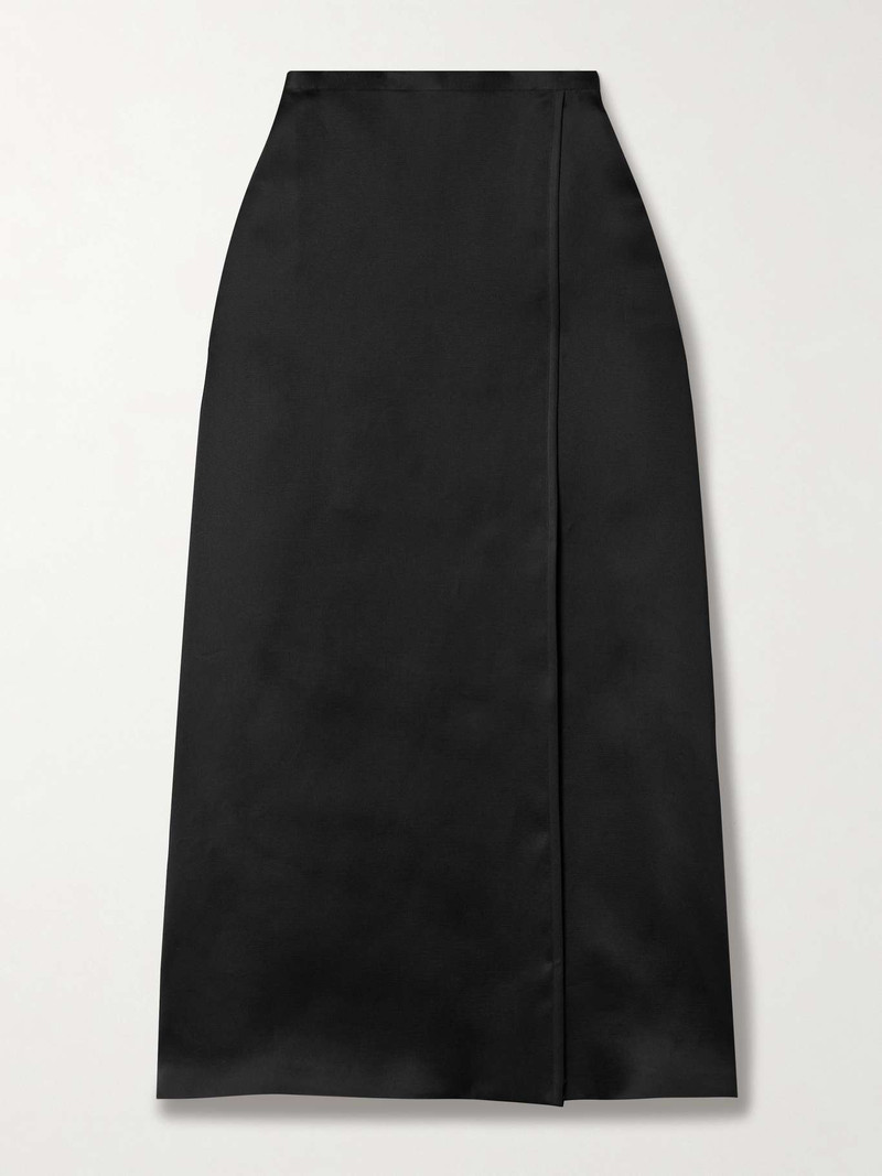 밀라 랩 효과 실크 게르 maxi 스커트 - 1