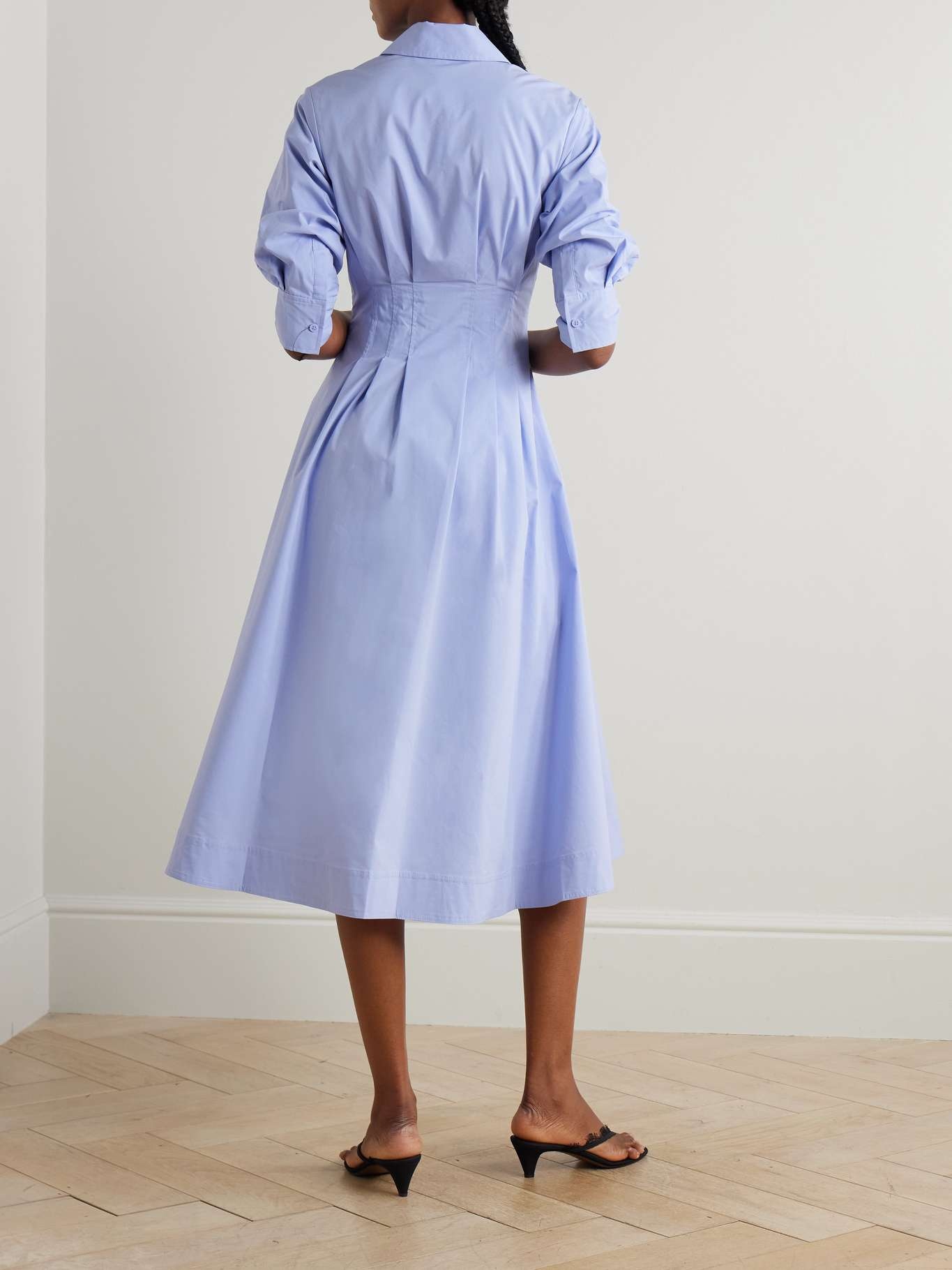 Jazz pleated cotton-blend poplin midi shirt dress Unknown - 3