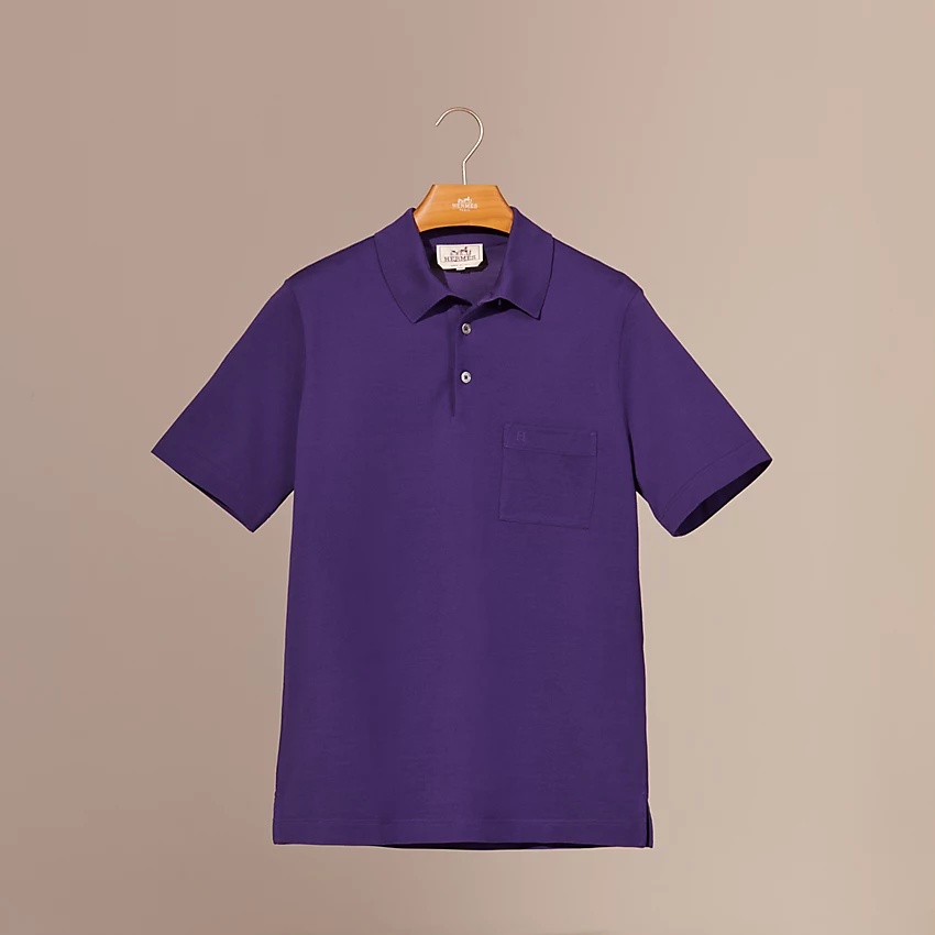 H embroidered buttoned polo shirt - 1