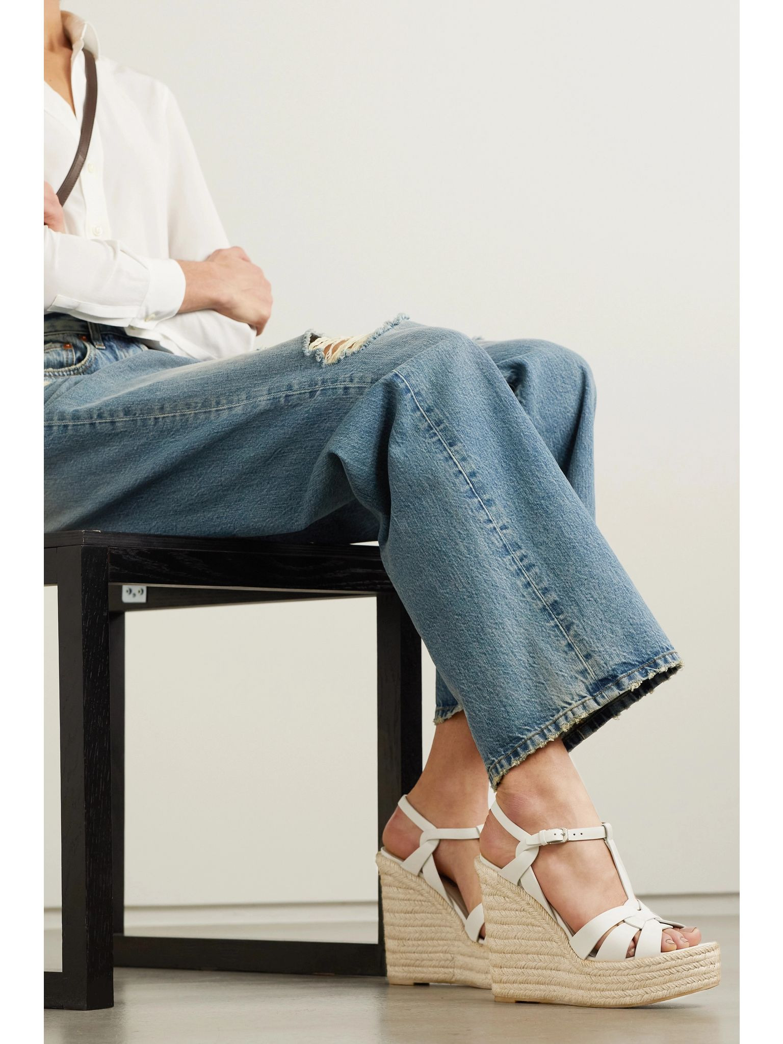 Tribute woven leather espadrille wedge sandals White - 2