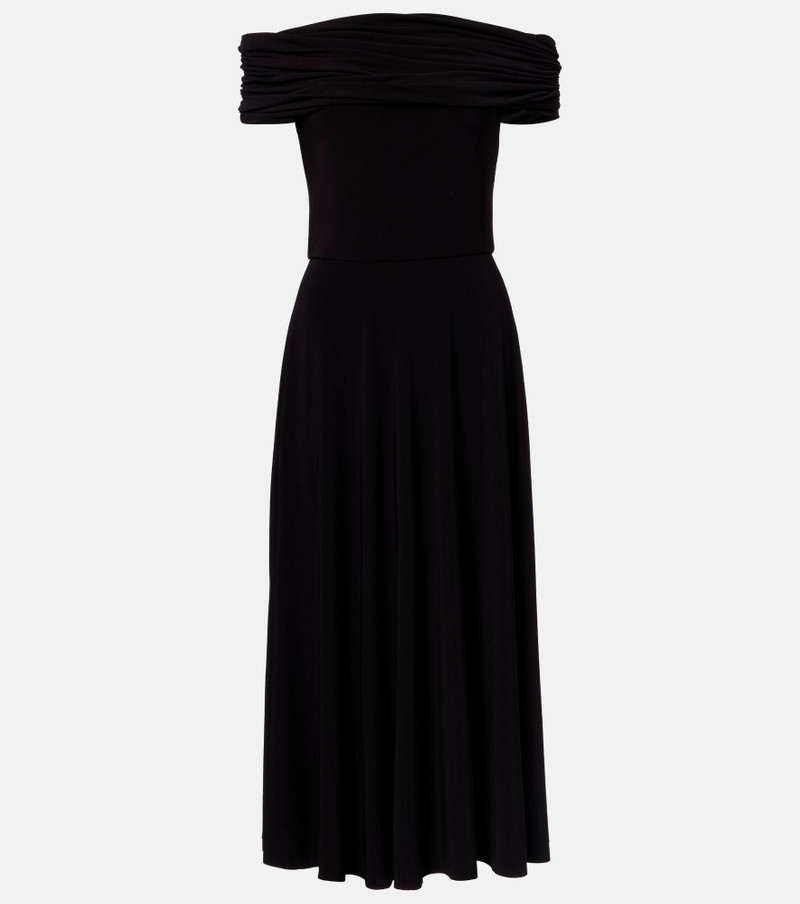 Draped off-shoulder midi dress 1