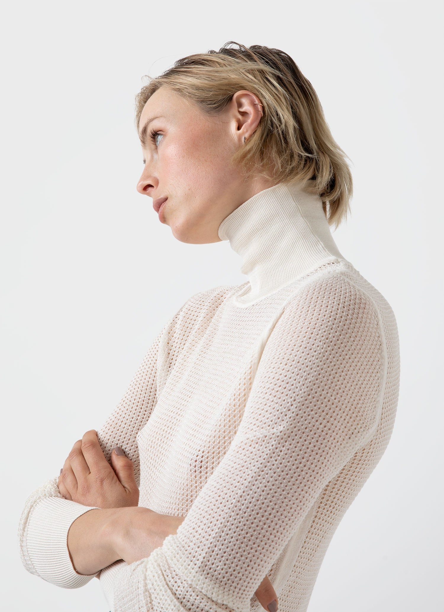 Edie Campbell Open Knit Silk Funnel - 2