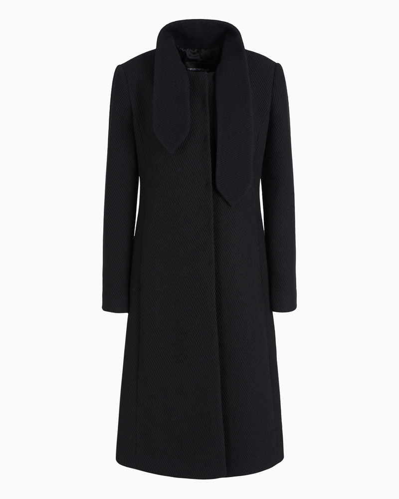 Coat with foulard collar in a wool blend cover fabric 1