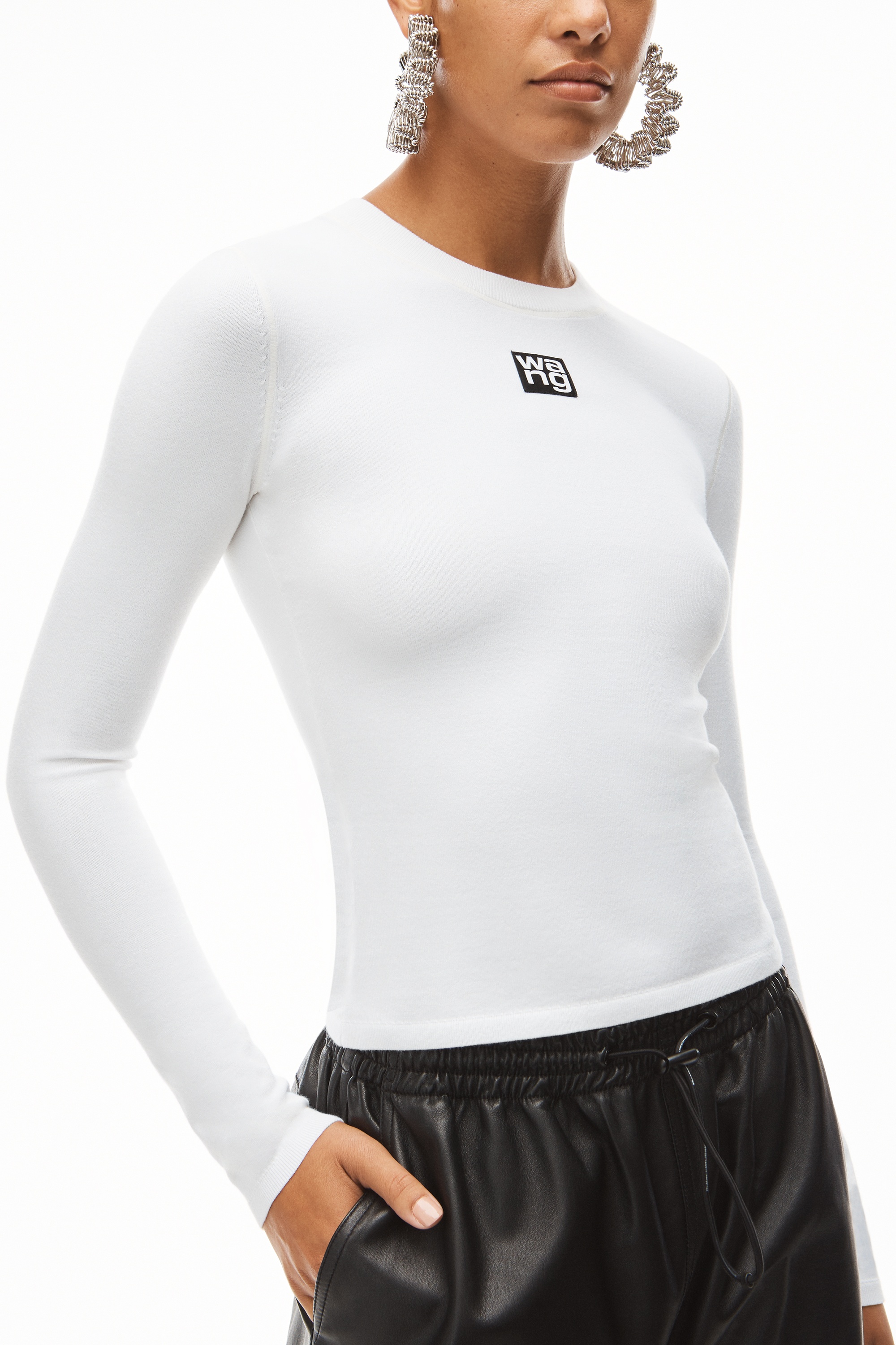 LOGO PATCH CREWNECK TOP IN BODYCON KNIT - 3