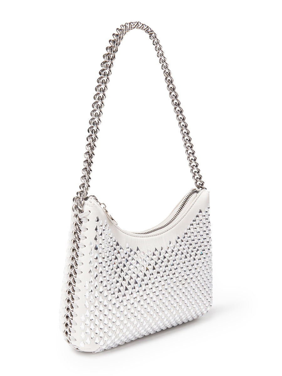 Falabella Crystal Mesh Mini Zipped Shoulder Bag in Silver - 2
