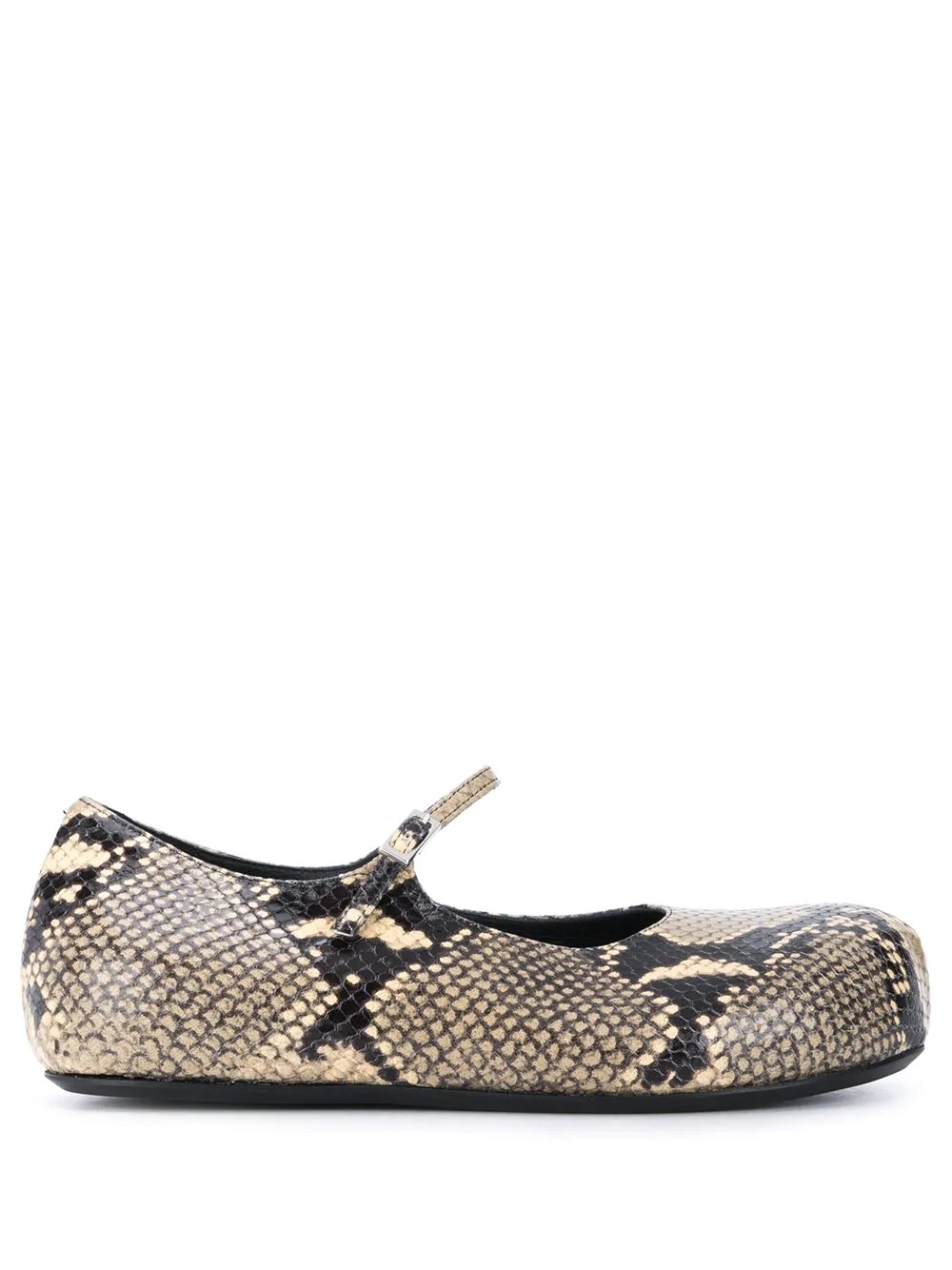 snakeskin-effect platform ballerina shoes - 1