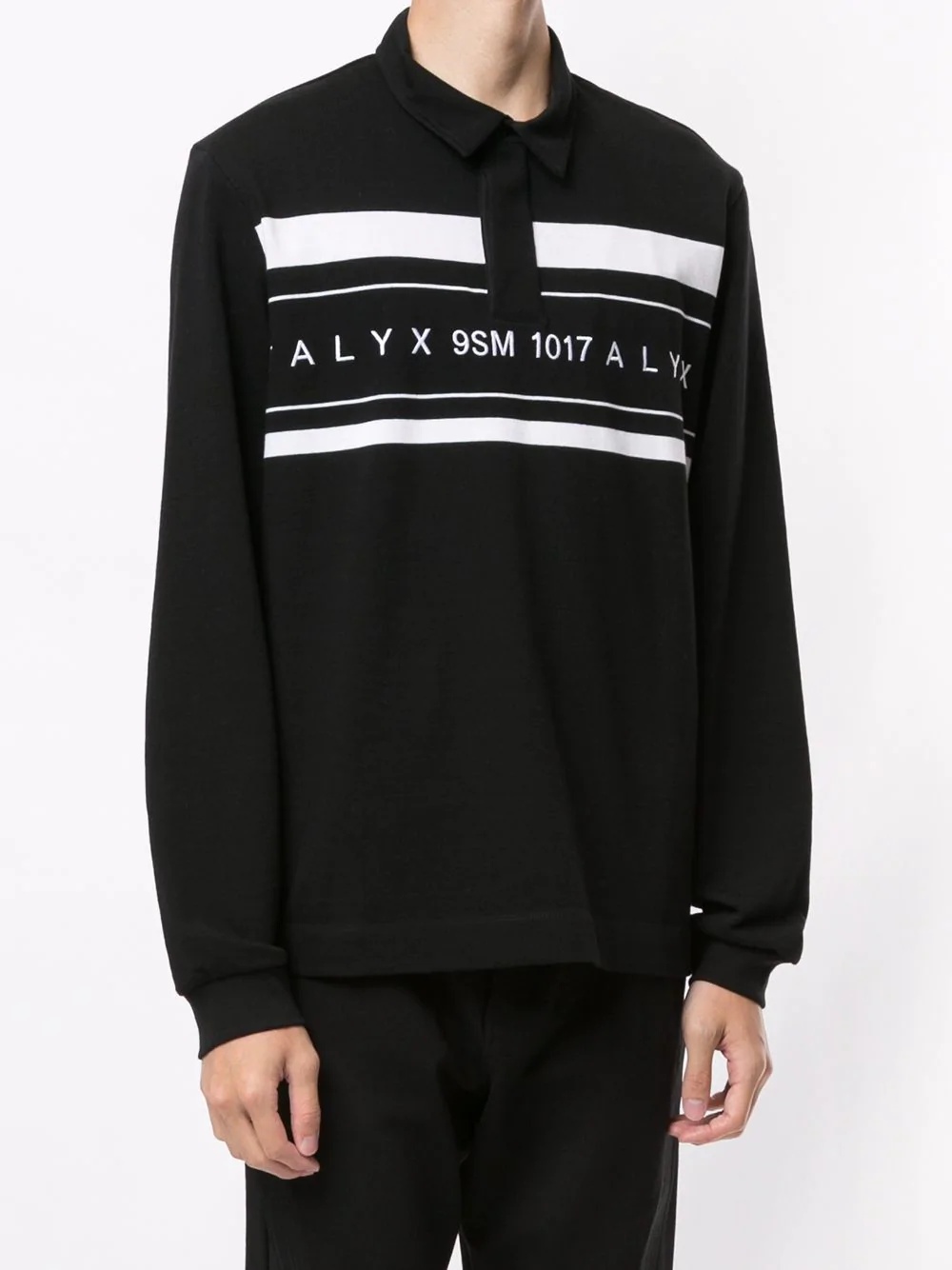 graphic-print long sleeved polo shirt  - 3