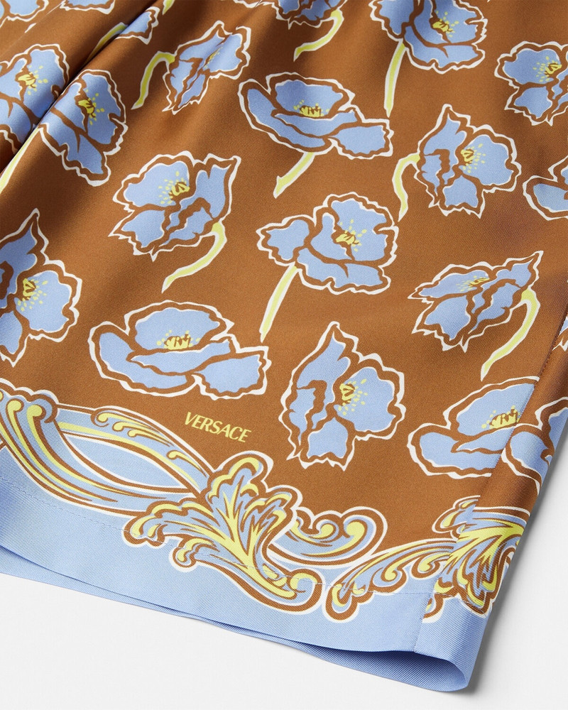 VERSACE Poppies Foulard Silk Shorts outlook