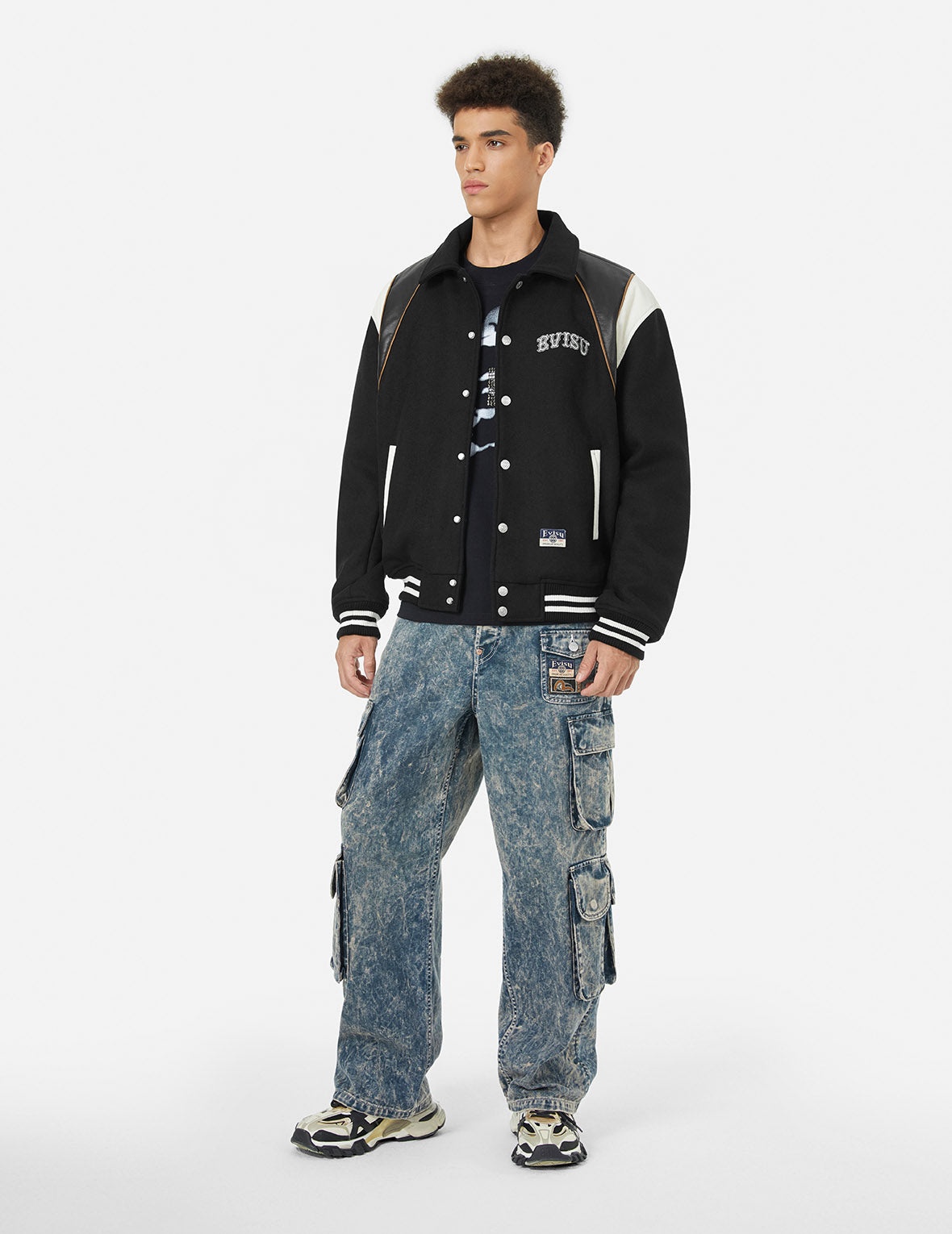 Logo and Seagull Applique Relax Fit Baseball Jacket - 3