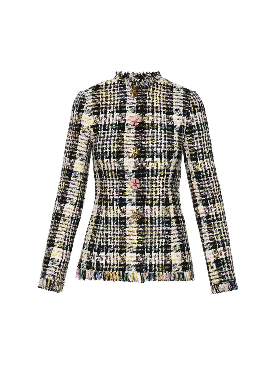 BUTTON DETAIL MULTICOLOR RIBBON TWEEN JACKET - 1