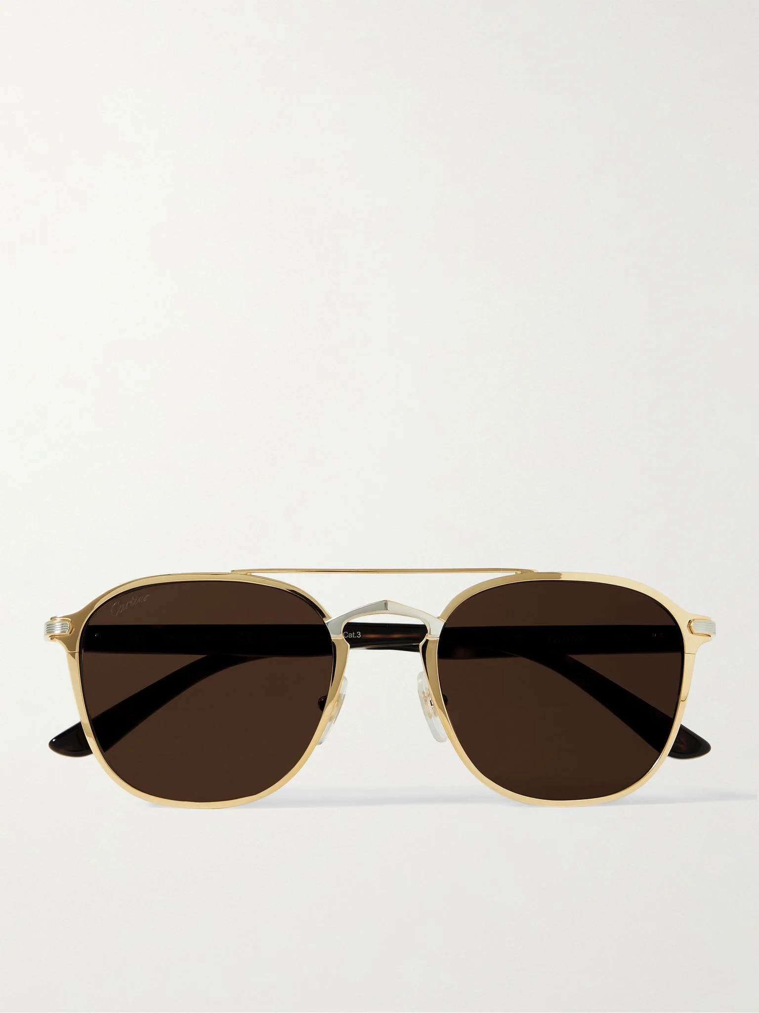 Aviator-Style Gold-and Silver-Tone and Tortoiseshell Acetate Sunglasses Gold - 1