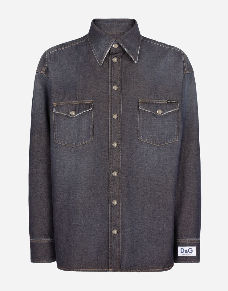 Blue denim shirt with D&G patch - 3