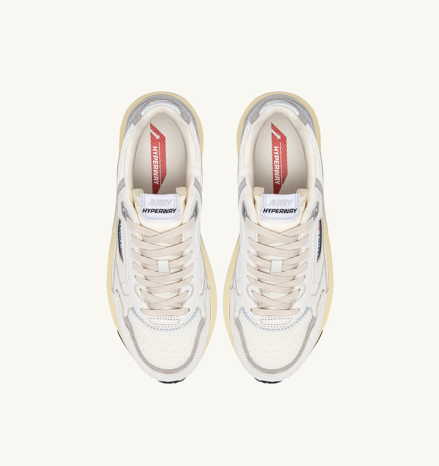 HYPERWAY SNEAKERS IN WHITE AND GRAY SUEDE AND MESH - 5